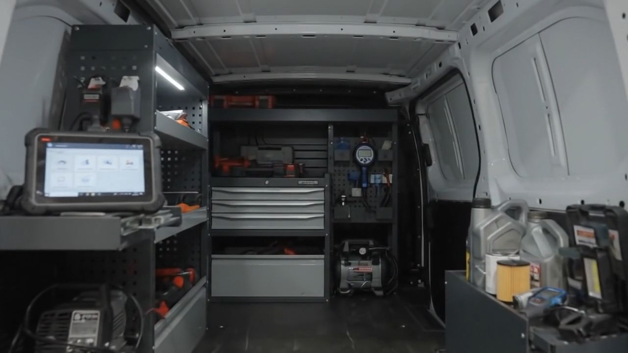 Inside the Motor Tech workshop van